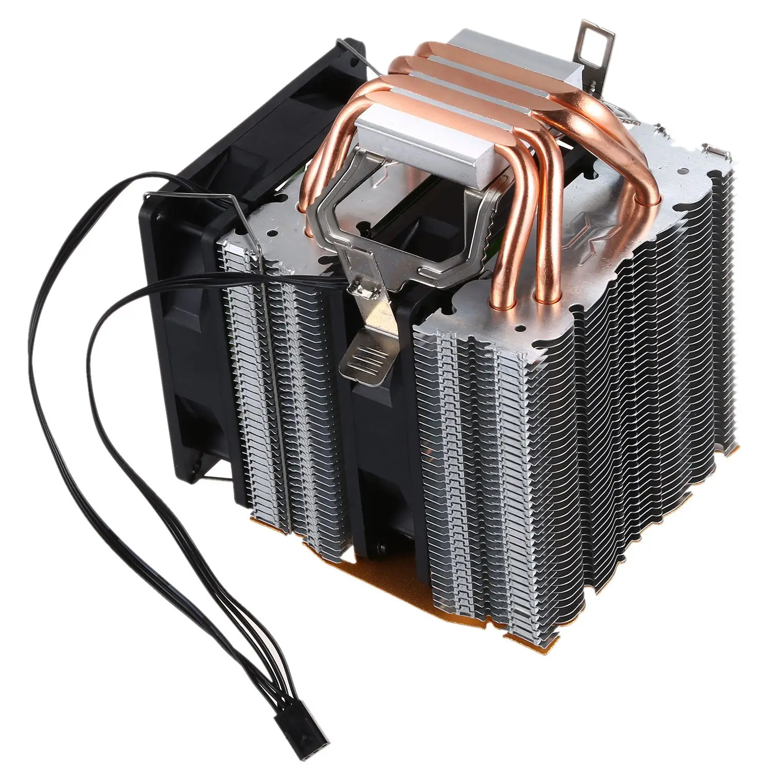 Lan Shu из чистой меди 4 тепловая трубка для 1366 1155 775 Intel/AMD Процессор теплоотвод 3 провода lampless двойной вентилятор