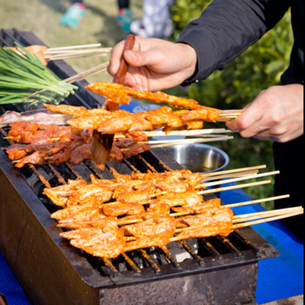 Outdoor Camping Picnic BBQ Barbecue Tool Kabobs Food Meat Thin Bamboo