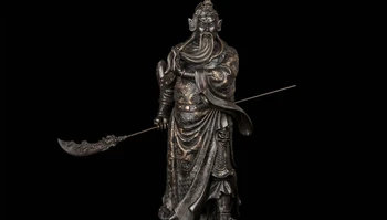 

China Fengshui Guangong Guan Yu Warrior King With Dragon Sword Bronze Statue