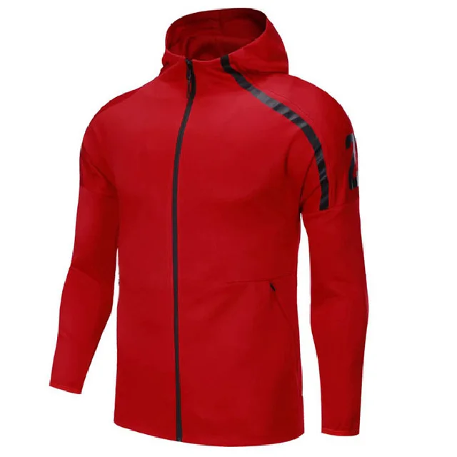 Мужская зимняя куртка с капюшоном, новинка, мужская футбольная тренировочная куртка, спортивные тренировочные штаны, спортивный костюм, куртки, теплая верхняя одежда, куртка для бега - Цвет: Jacket red