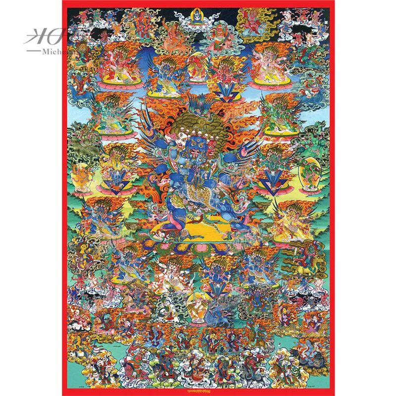 Michelangelo Wooden Jigsaw Puzzle Tibetan Buddhist Mahakala Thangka Painting Toy Decorative DIY Gift Art Collectibles Home Decor