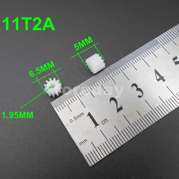 2mm 1.95mm 11T 11T2A 10PCS Plastic Spur Gear 0.5 Modulus 0.5M 11 Teeth Aperture 