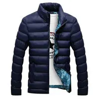 Осенне-зимняя мужская куртка, модная мужская парка с воротником-стойкой, Мужская Однотонная легкая весенняя теплая куртка и пальто