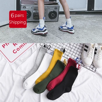 

Winter Warm Stylish black long high 17 color socks solid short Women Cotton elastic for lady girl Wedding pink Christmas Gift