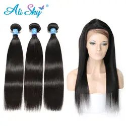 Тело волна волос Связки с закрытием бразильские человеческих волос weave 2 Связки с закрытием ребенок волос Али Sky человеческого non-реми волос