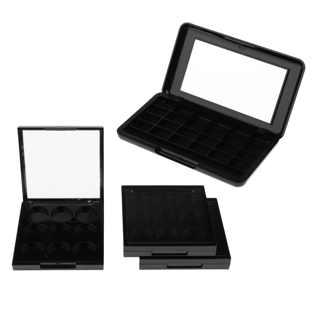 

4Pcs Portable Empty Makeup Palette with Mirror with 24Grids/9Grids for Eyeshadow Lipstick Blush Powder