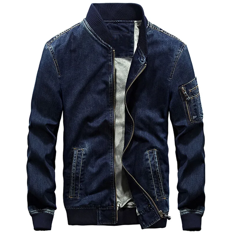 

2018 Air Force Pilot Mens Jackets High Quality Mens Denim Jacket and Coat Military Design Plus 4XL Baseball Jeans Men Coat C1585