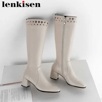 

2018 genuine leather solid classic square toe zipper british style handmade high fashion streetwear warnful winter boots L91