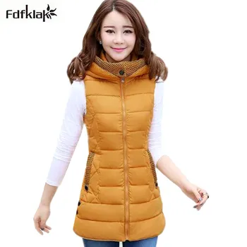 

Fdfklak 2017 New Women's Vest Sleeveless Cotton Winter Jacket Women Slim Thick Warm Vests Coat Female colete feminino L-4XL
