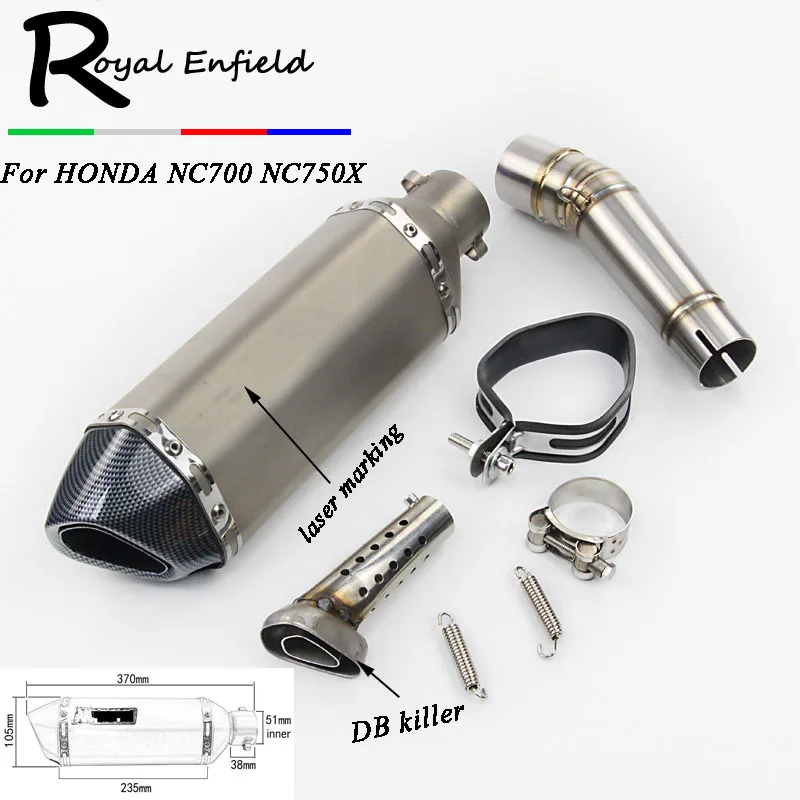 

NC 700 NC750 Motorcycle Modified Full System Exhaust Middle Link Pipe Motorbike Muffler With DB Killer For HONDA NC700 NC750X