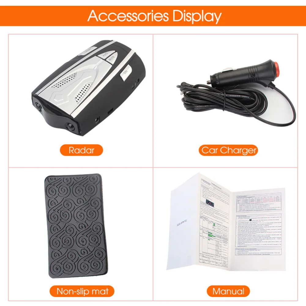 Car Radar Detector Flow Velocity Velocimeter Radar Alarm Voice Broadcast Switch English And Russian Radar Signal Detection