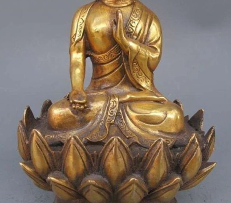 

S0596 8.26"old Tibet Buddhism Bronze gilt Sakyamuni Shakyamuni Amitabha Buddha Statue