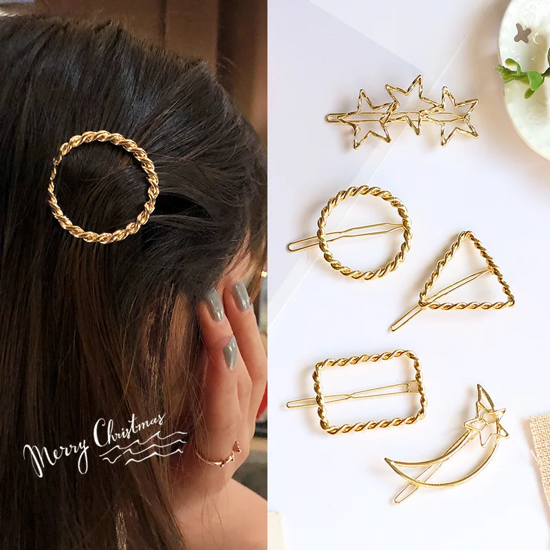 

Korean Duckbill Clip Wild Fashion Triangle Square Headdress Five-pointed Star Girl Simple Fresh Bangs Clip Side Bridal Headdress