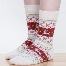 Девочка золотой носки с оленем; зимние носки Рождественский подарок теплые шерстяные носки, Прямая поставка