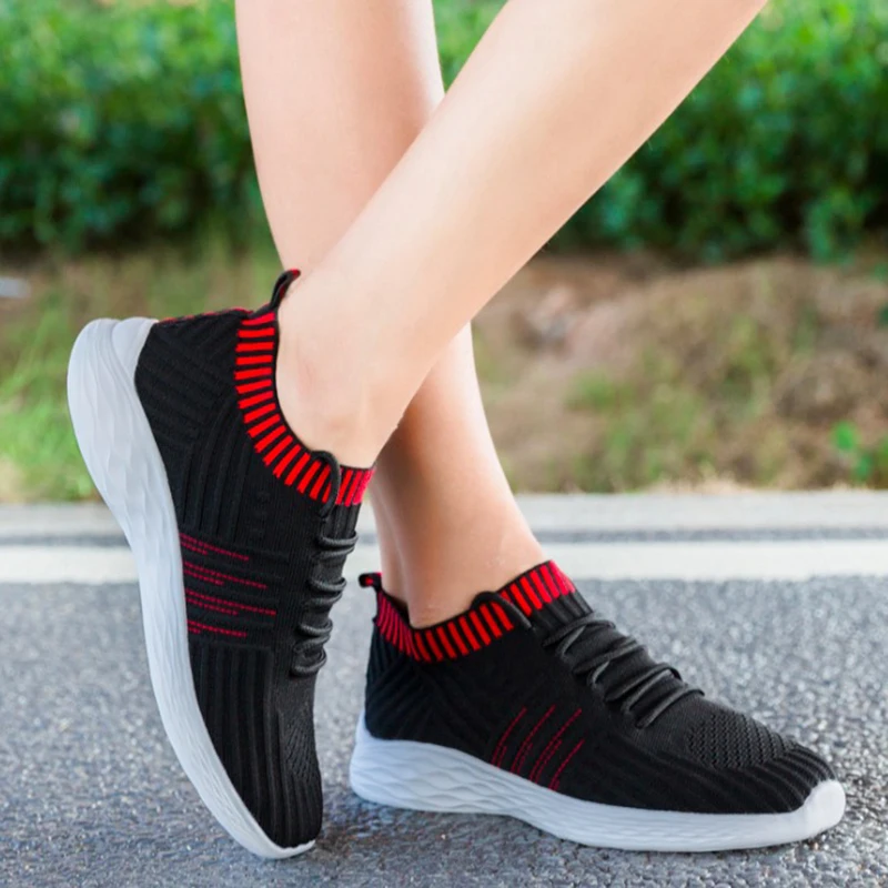 black women sneakers Женские сникерсы г. модная сетчатая женская повседневная обувь на плоской платформе, весна-лето, на шнуровке, дышащая Черная женская обувь - Цвет: black women sneakers