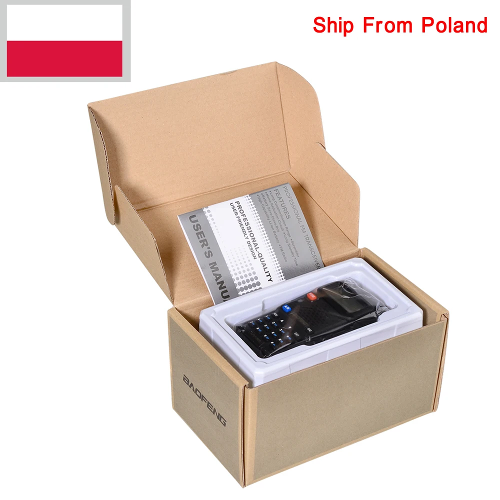 Польша черный BAOFENG UV-5R портативная рация VHF/UHF 136-174/400-520 МГц двухстороннее радио в Польше/Испании