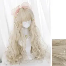 65 см женский Лолита Harajuku светильник блонд синтетический кудрявый парик тонкий взрыва косплей