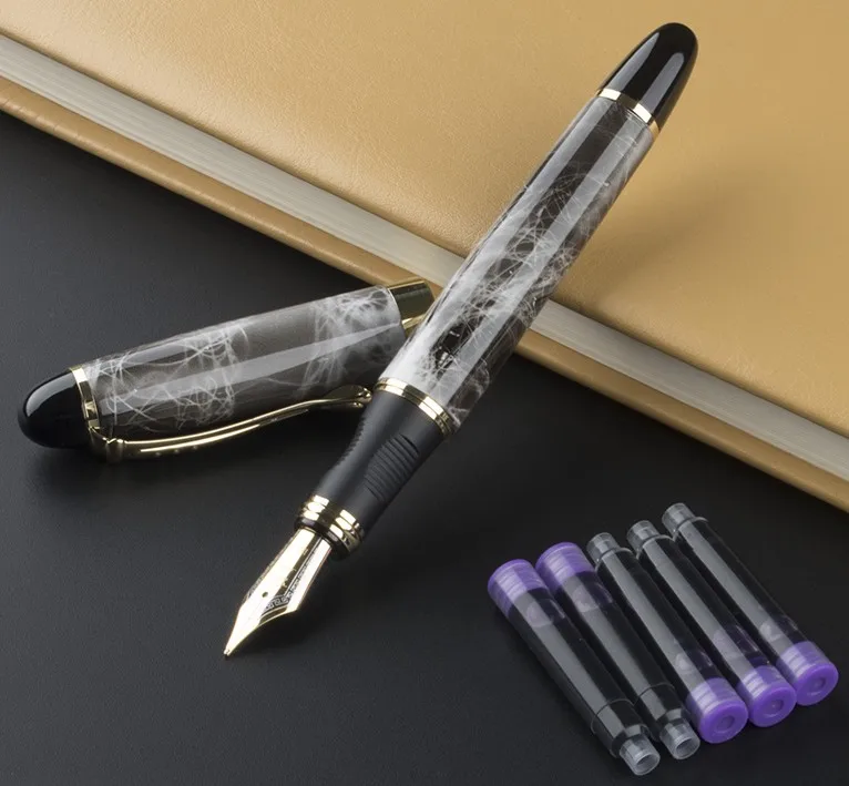 Jinhao 450 перьевая ручка полностью Металлическая Золотая клипса роскошные ручки Jinhao X450 0,5 мм Средний наконечник Бизнес Офис школа+ набор чернил - Цвет: 11