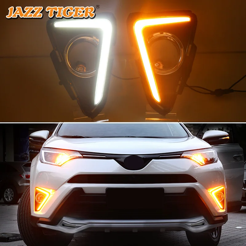 JAZZ TIGER Yellow Turn Signal Function 12V Car DRL font b Lamp b font LED Daytime