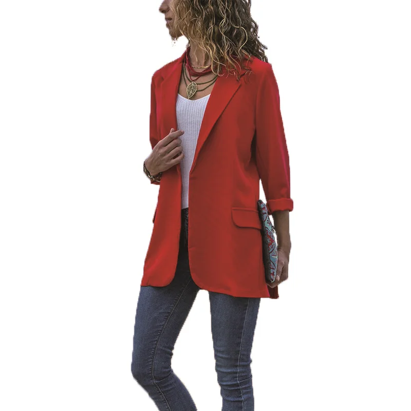 Slim Blazers Women Autumn Suit Jacket Women Work Office Lady Red Suit