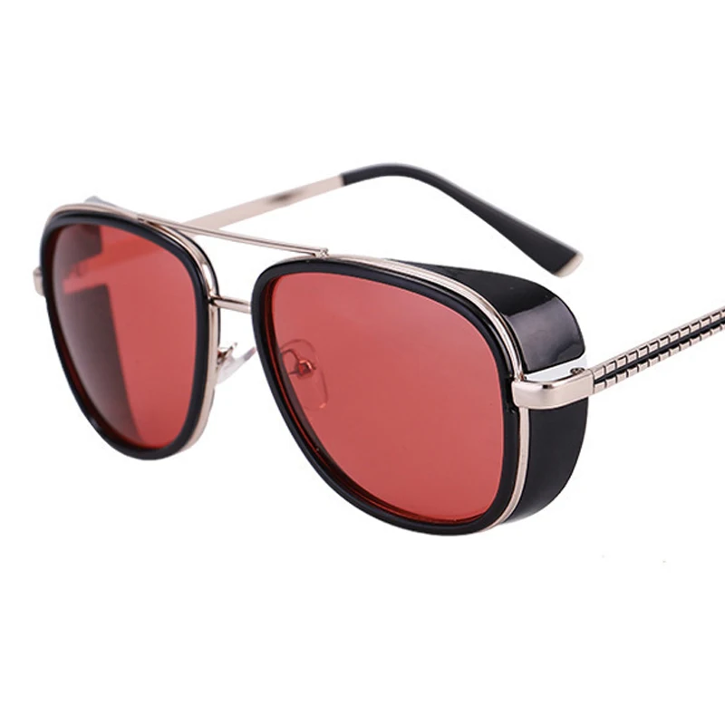 

2019 New Fashion Round Frame SteamPunk Style Side Mesh Sunglasses Men Brand Designer Vintage Sun Glasses Punk