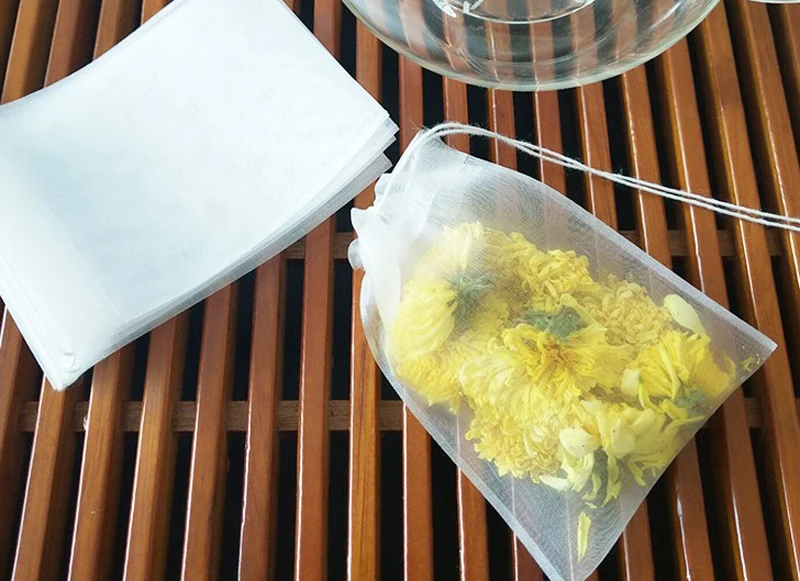 100 шт чайные пакетики Пустой чайный пакетик нейлоновый материал чайный пакетик со струнным фильтром бумага для травяной листовой чай