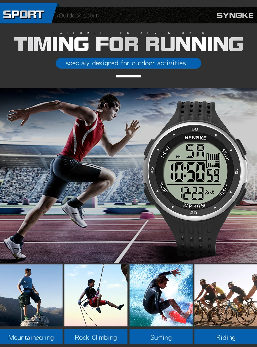 SYNOKE Mens Digital Watches Fahion Sport Fitness Watch G Shock Waterproof Watch Male Clock Watches Man Fashion Stopwatch