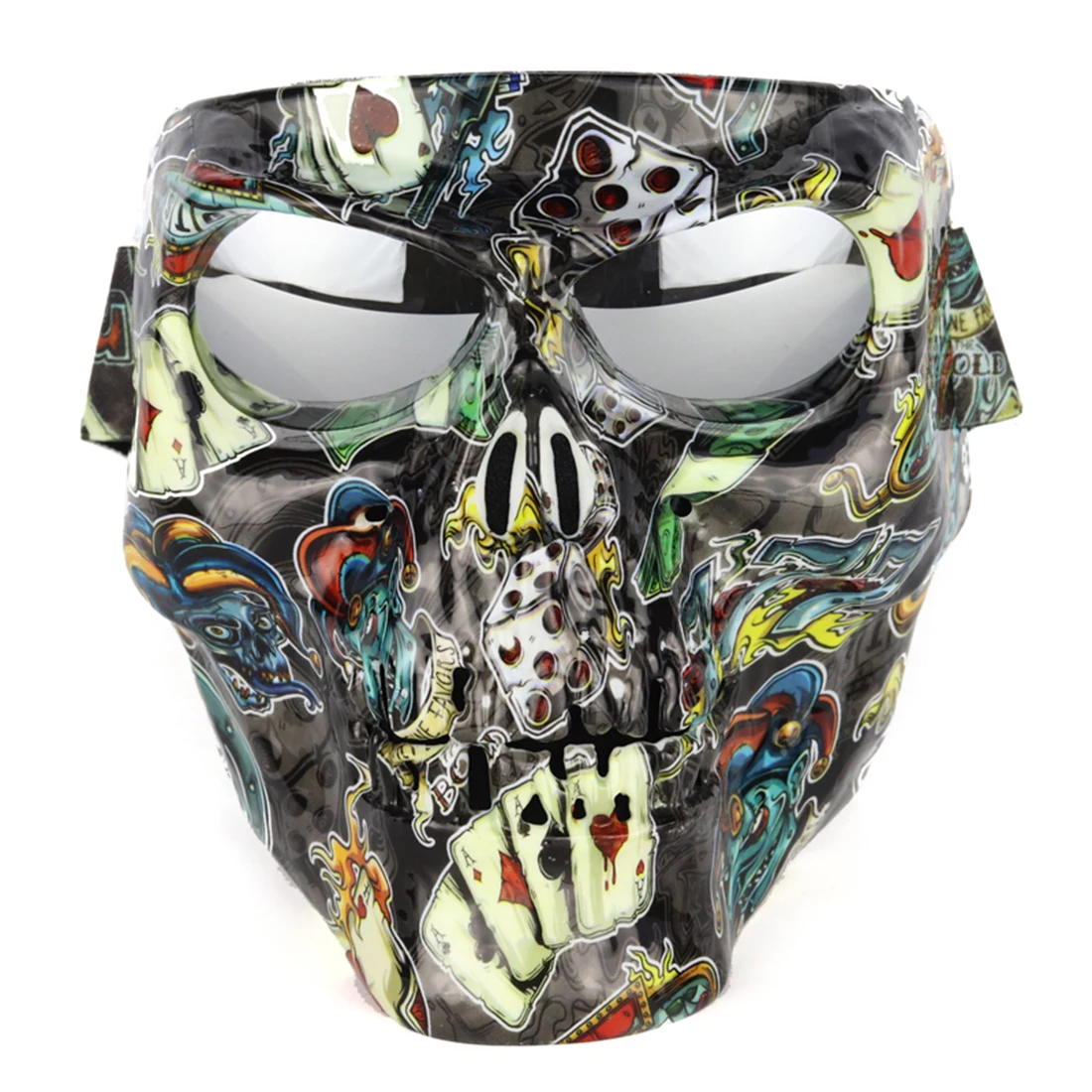 18 см гальванический череп мотоциклетная велосипедная маска с ветрозащитными очками для верховой езды для страйкбола на Хэллоуин