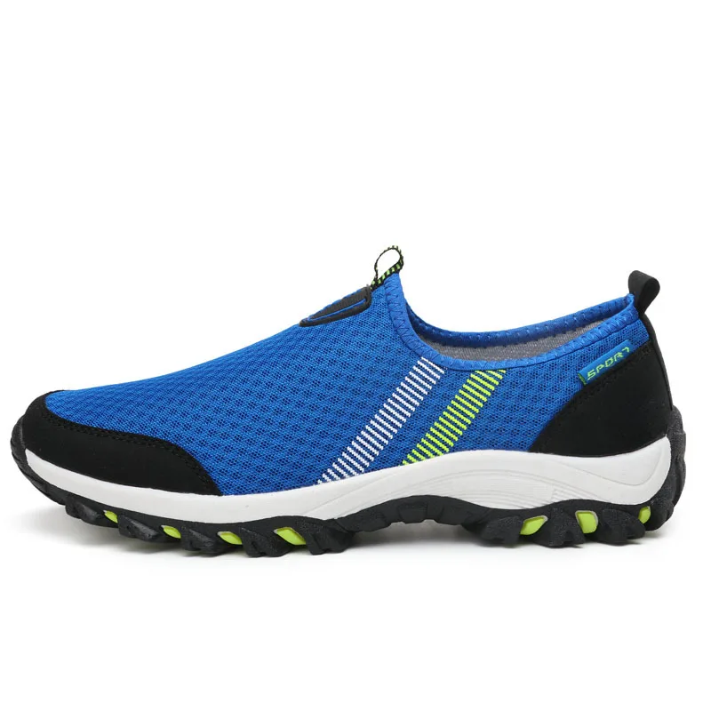 Mans footwear vulcanized shoes men sneakers new slip-on breathable mesh men shoes comfortable man shoes zapatos de hombre - Цвет: Blue