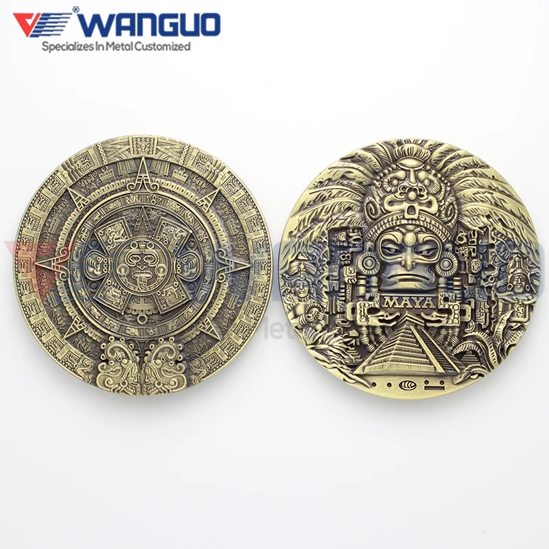 The Mayan Long Count Calendar Aztec 80mm LARGE Bronze Plated Souvenir Token