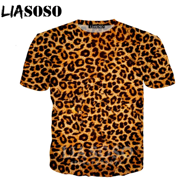 

LIASOSO Summer New Fashion Men Women Sweatshirt 3D Print Animal Pattern T Shirt Leopard Pattern Short Sleeve Top Pullover A197