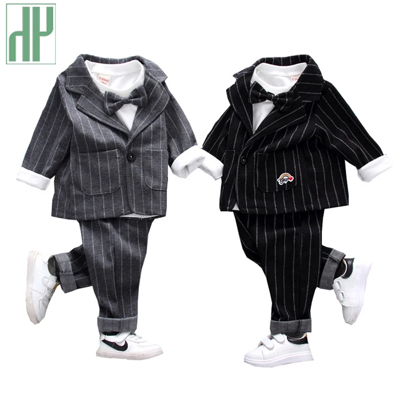 

Boys clothes Long Sleeve stripe gentleman suit kids clothes boys Children 3Pcs/Sets school christmas thanksgiving outfits