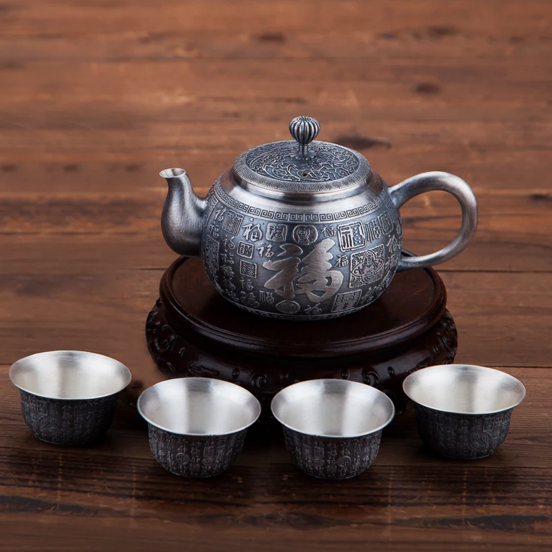 S999 стерлингового серебра кунгфу Чайный набор портативный чайник чайная чашка, чай набор чайный чайник для чайной церемонии набор