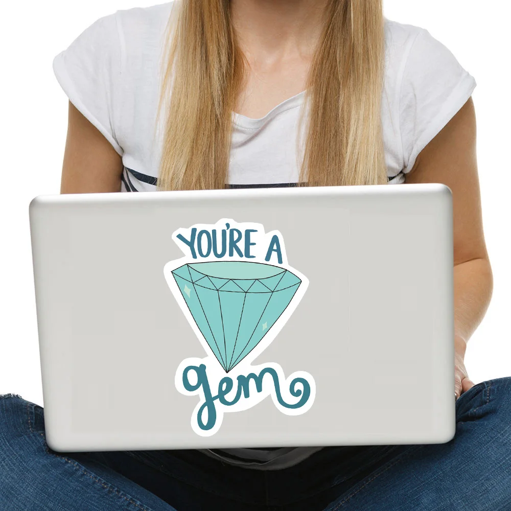 Diamond Laptop Sticker You're A Gem Quote Cheer Cup Octopus Decal Car Body Decorative Creative Vinyl  Waterproof  Decals (4)