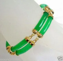 

shipping 2 row Natural Green real natural stone gems bracelet 7.5 inches watch Wholesale men Bridal wide jewelry Lustrous Go