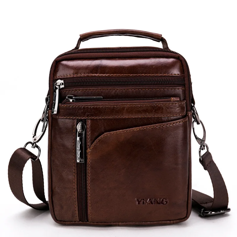 

New Men Genuine Leather Men Handbag Shoulder Bag Hot Sale Cow Leather Bag Vintage Casual Style Flap Bags Men's Crossbody Bags