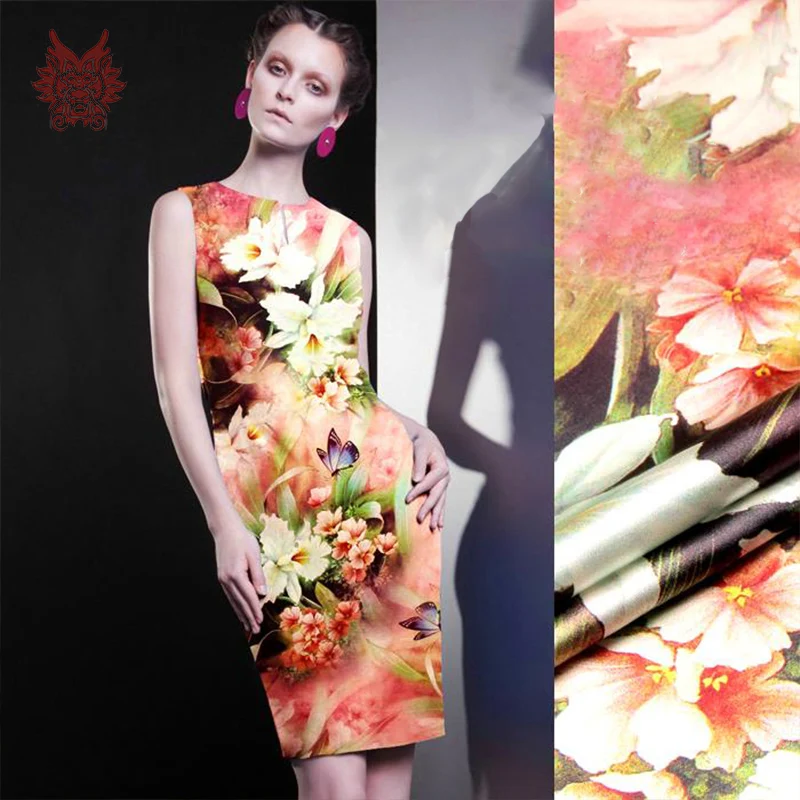 Diseñador de estilo Americano estampado floral spandex tela para coser