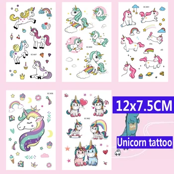 

12x7.5CM New Big Cartoon Unicorn Tatoo For Kid Cute Fake Taty Children Temporaire Body Art Waterproof Temporary Tattoo Sticker