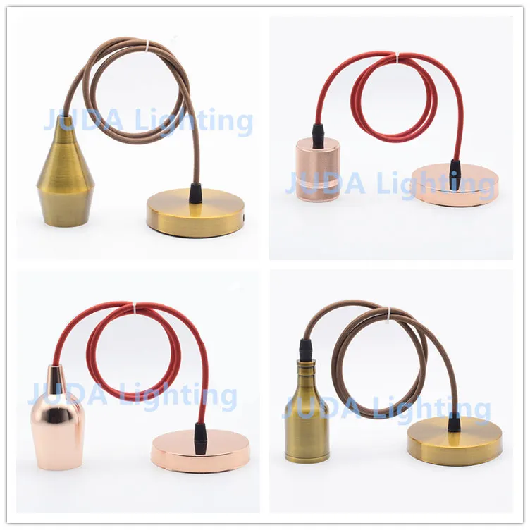 

Retro Edison E27 socket lamp holder cord set ceiling rose canopy with cable wire for vintage chandeliers led pendant light bases