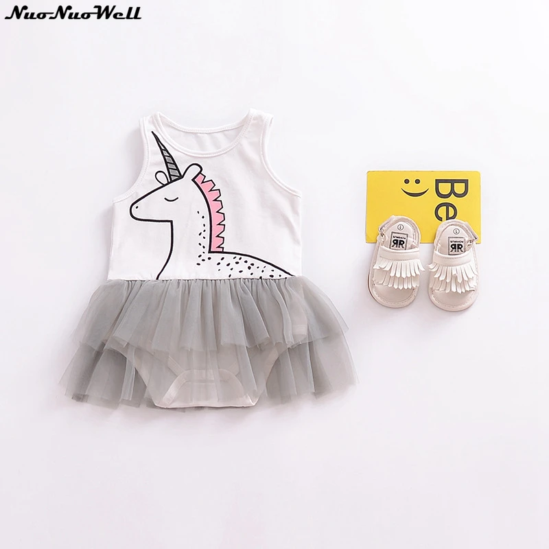 

NuoNuoWell 2018 Summer Explosive Models Children's Wear Short Romper Girls' Summer Unicorn Mesh Skirt Climbing Jumpsuit