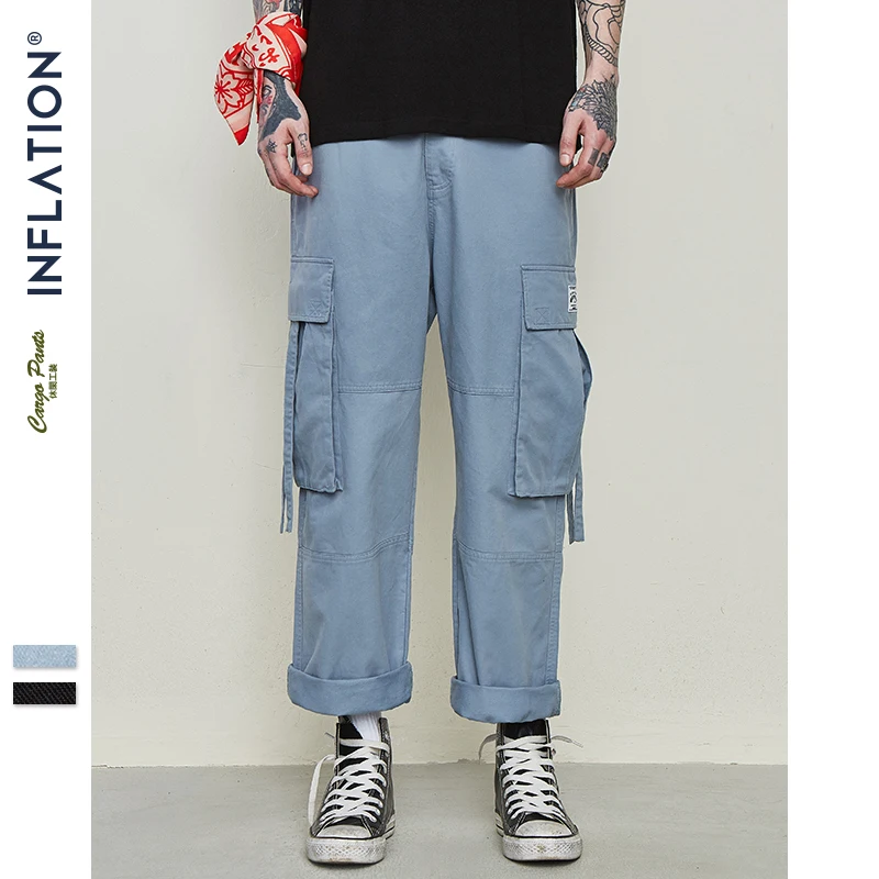 

INFLATION 2019 New Men Black Trousers Male Bound Feet Trousers Streetwear Hip hop Ankle Tied Pants Japanese Casual Pants 9302S