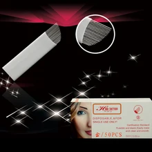 50 шт./кор. Изогнутые 16 Pin Диаметр Иглы 0.2 мм Постоянный Бровей Макияж Иглы Лезвия Для Microblading Ручка 3D Ручная Вышивка