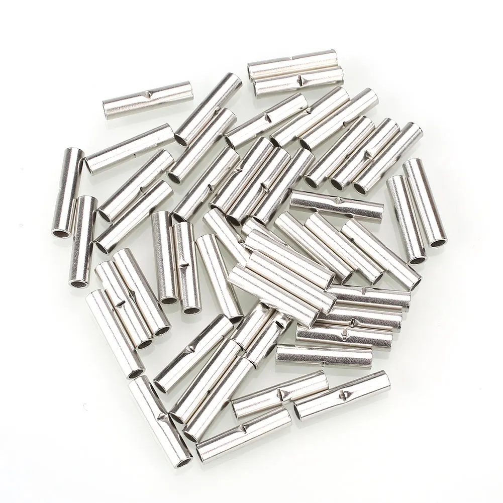 

50Pcs 18-22 AWG Uninsulated Wire Butt Crimp Connectors Terminal Auto Car Kit