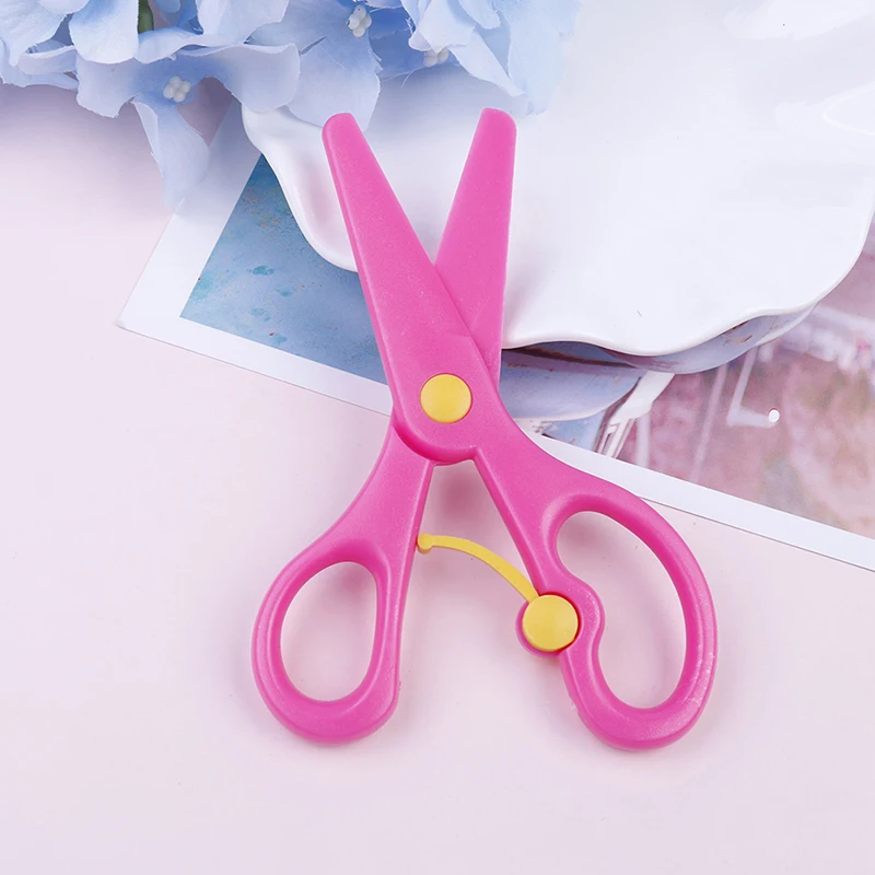Пластиковые ножницы, безопасные круглые ножницы для детей, студентов, бумажные режущие принадлежности для детского сада и школы - Цвет: pink