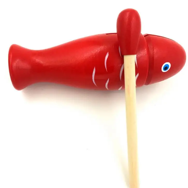 

14.5cm red wooden fish percussion instrument Noise Maker for children gift educational toy creative Wooden toys