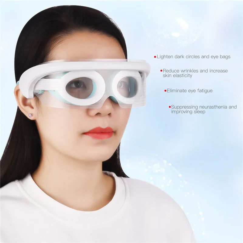 Portable Eye Massager Heat LED Light Therapy Vibration Massage Relieve