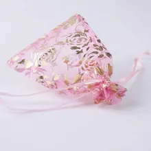 200 шт./партия, розовые золотые розы, цветные сумки из органзы, 15x20 см, свадебная любимая Подарочная сумка, ювелирные сумки