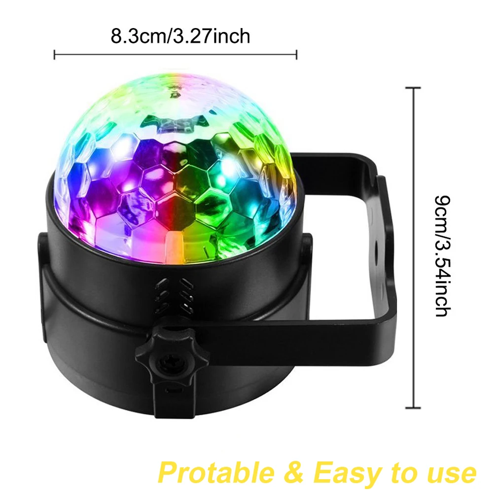 Mini Led Stage Lights Disco Ball Light  Sound Activated Led Party Lights 6 Colors Remote Control Home Entertainment D30