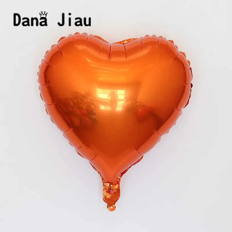 

18inch orange heart Foil Balloon wedding happy Birthday Party Decoration Air Balloons holiday event inflate Baloon toy