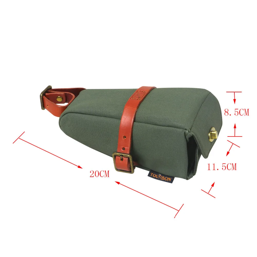 Discount Tourbon Vintage Bike Bicycle Seat Tail Saddle Bag Case Phone Pouch Waxed Canvas Water Repellent Cycling Accessories 10